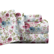 Pointehaven Flannel Deep Pocket Set with Oversized Flat Sheet California King Sylvan