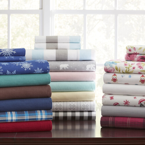 Pointehaven Flannel Deep Pocket Set with Oversized Flat Sheet  California King  Sylvan 2
