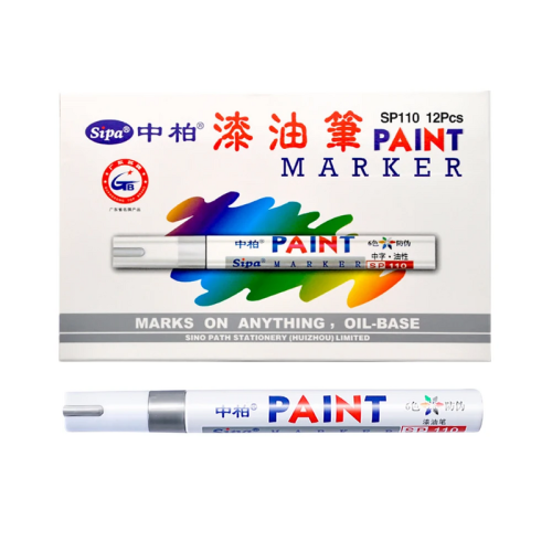 (Silver) 12 Color White Waterproof Rubber Permanent Paint M