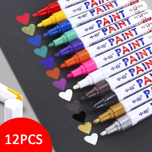 (Gold) 12 Color White Waterproof Rubber Permanent Paint M 2