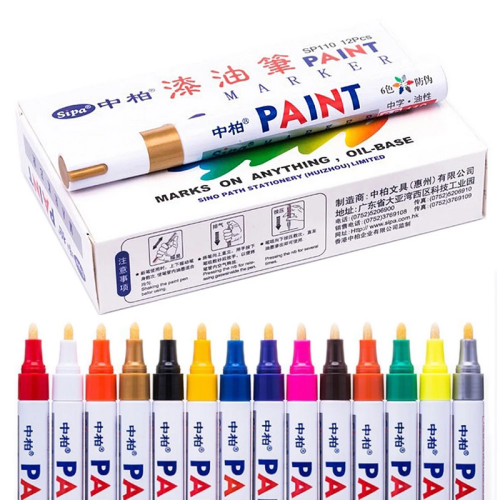 (black) 12 Color White Waterproof Rubber Permanent Paint M 1