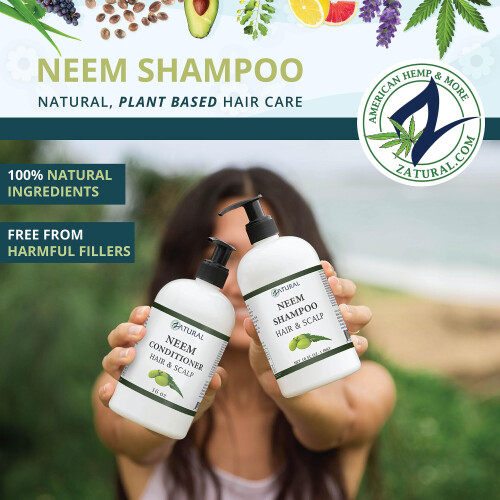 Zatural - Naked Neem - Σαμπουάν Neem, Φυσικό Καταπραϋντικό Σαμπουάν Κεφαλής (16oz) 2