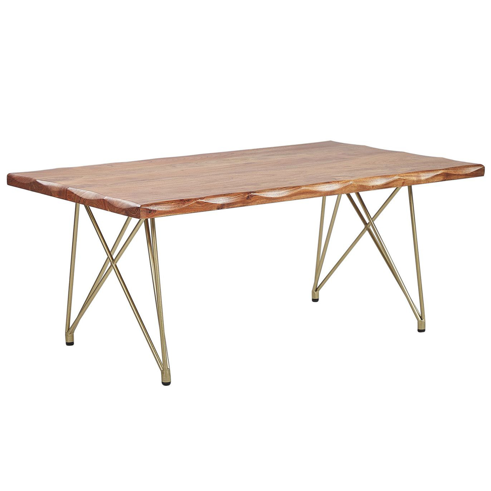 Acacia Coffee Table Light Wood and Gold RALEY