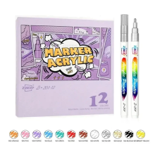(12 pcs set) 12-60 Colors Acrylic Paint Marker Pens Brush Tip f