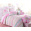 Conjunto de Cama Reversível em Algodão 100% com Rendas e Poás Rosa - Twin 1
