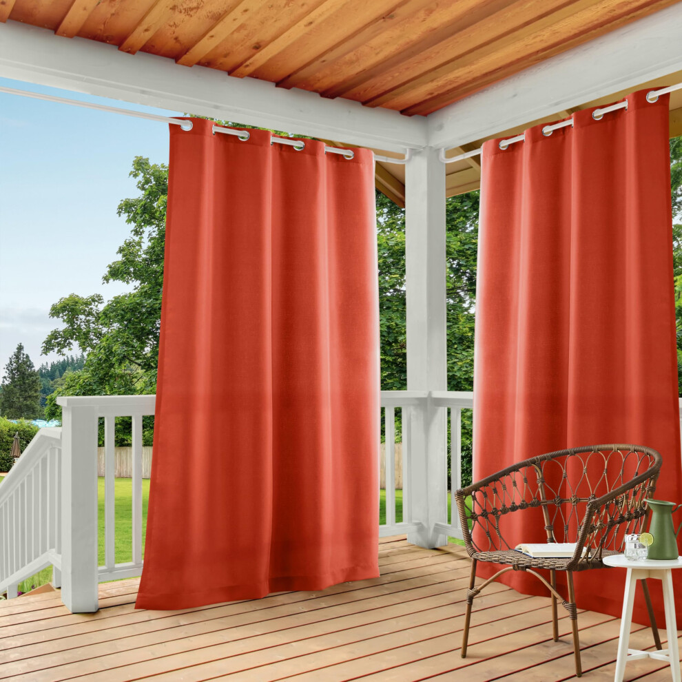 TOWN & COUNTRY BASICS Cabana Solid GT Indoor/Outdoor Light Filtering Grommet Top Curtain Panel Pair  54x108  Mecca Orange  2 Count