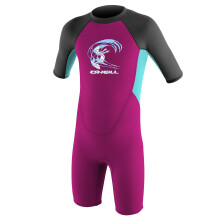 O'NEILL Tuta da Neoprene Unisex Bambino Reactor-2 2mm con Zip Posteriore, Berry/Aqua Chiaro/Graphite, 4 US