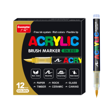 (12 Golden) 12-72 Colors Acrylic Paint Pens Markers Brush Tip