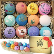 LifeAround2Angels Bath Bombs Gift Set 12 USA made Fizzies Shea & Coco Butter Dry Skin Moisturize Perfect for Bubble Spa Bath. Handmade Birthday Moth