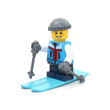 LEGO Feest MiniFiguur - Skiër Jongeman met Winterjas (Ski's en Stokken)