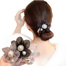 LOVEF Mode Bloemen Parel Haar Elastiek Haar Touw Accessoire Paardenstaart Houder voor Lady Vrouwen Meisjes Set van 4