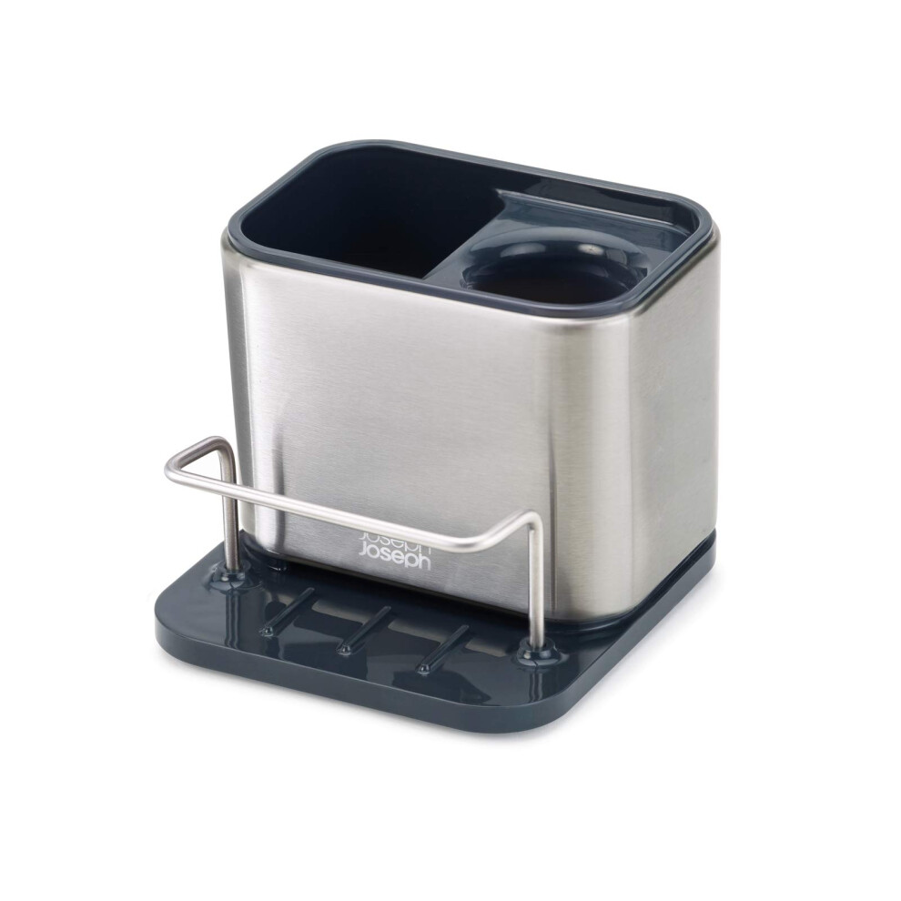 Joseph Joseph Surface Sink Caddy Stainless Steel Sponge Holder Organizer Tidy Drains Water for Kitchen Small Silver