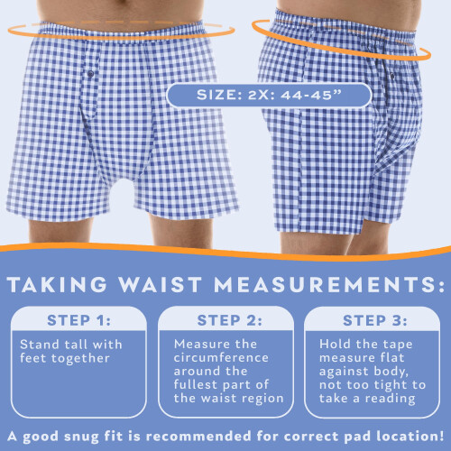 1-Pack Heren Navy Check Regular Absorptie Incontinentie 2-in-1 Boxers 2X (Taille 44-45) 2