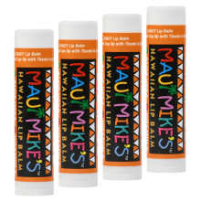 Bálsamo Labial Maui Mike em Laranja (4 Unidades) Vitamina E, Aloe Vera e Cera de Abelha