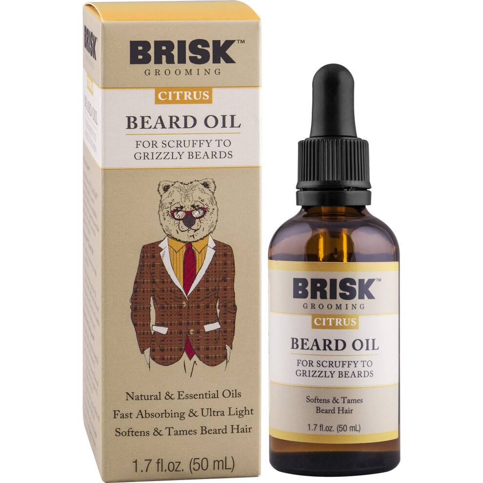 En?Rgico Brisk Beard Grooming Oil Liquid, Citrus For Beard Hair, 1.7 Oz