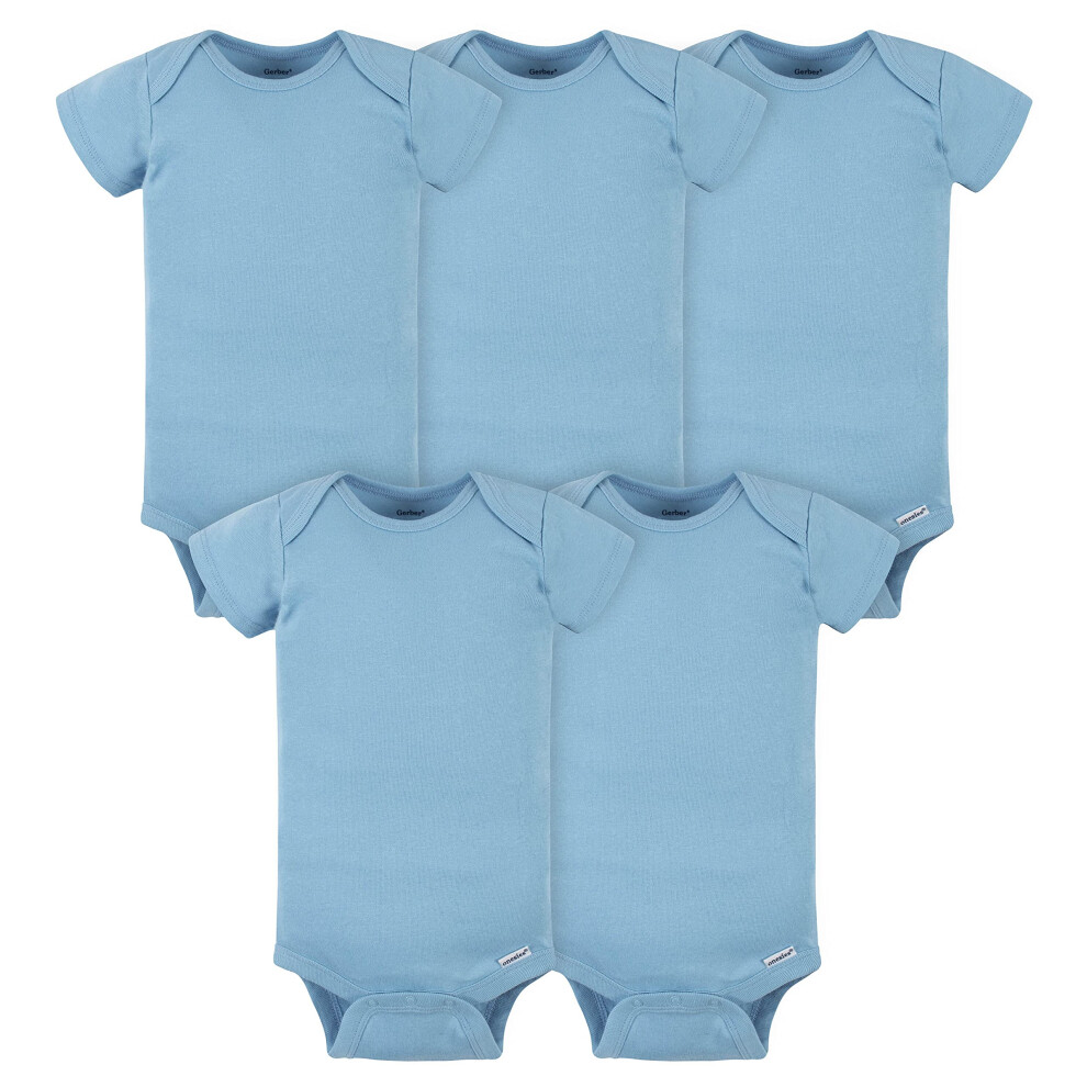Gerber Baby 5-Pack Solid Onesies Bodysuits  Blue  0-3 Months