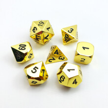 S?t med 7 Deluxe Metal Golden Polyhedral Game Terning S?t Golden RPG spil terninger 7 stk S?t med d4 d6 d8 d10 d12 d20 d%