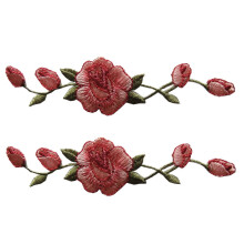 ETDesign Conjunto 2 Pcs Apliques de Flores Rosa Bordadas para Artesanato e Costura (1 1/8" x 4 3/4" polegadas) (Rosa)