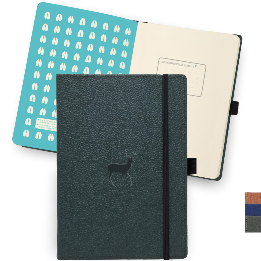 Dingbats* Notebooks Dingbats* - Wildlife Squared Extra Large A4 Notebook - Pu Leather Hardcover Journal For Work Writing - Pocket Elastic Closure Pen Holder Bookmark