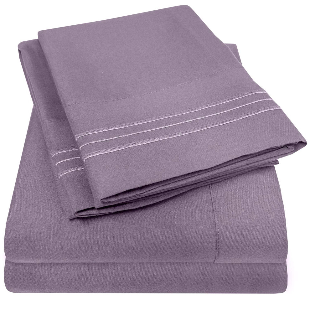 Parure de lit 1 place et demie collection Supreme 1500 prune     Parure de lit et taie d'oreiller de luxe pour h   tel, pour matelas 1 place et demie