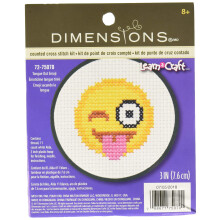 Dimensions Mini-Kreuzstich-Set mit herausgestreckter Zunge, Emoji, f   r Anf   nger, 11-f   dig, wei   es Aida, 3D