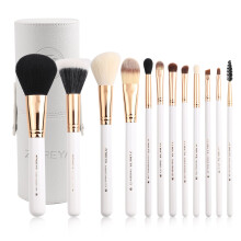 Z'OREYA Reismake-upborstelset Wit 12-delige make-upborstels Premium synthetisch haar Professioneel Foundation Poeder Contour Blush Cosmetische oogbor