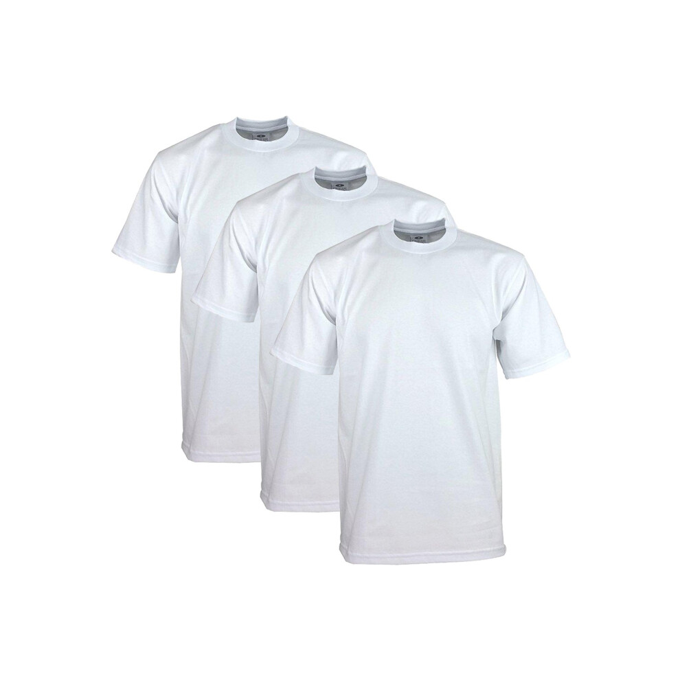 Pro Club Herren-T-Shirt, 3Er-Pack, Schwere Baumwolle, Kurz?Rmlig, Rundhalsausschnitt, Wei?, Gr??E L-image
