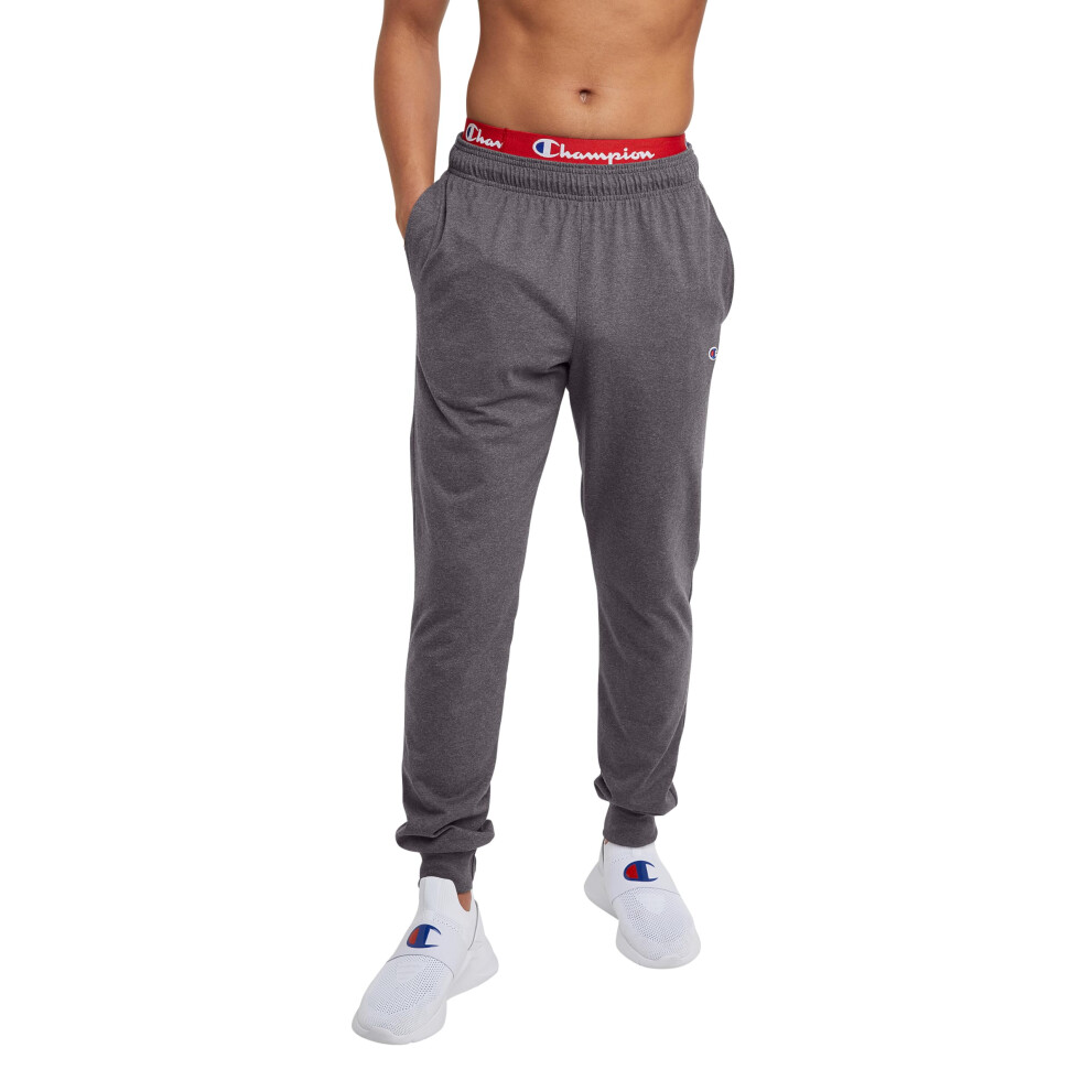 Champion Mens Joggers  Everyday Cotton  Lightweight Lounge Knit For Men  31 Sweatpants  Granite Heather C Patch Logo  X-Large US