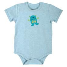 Stephan Baby-Windelberhose im Snapshirt-Stil mit siebgedrucktem Monster in Blau meliert, 612 Monate