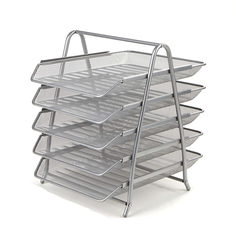 Photos - Other Furniture Mind Reader 5Tier Paper Tray Desktop Organizer File Storage Office Metal Mesh 1175L x 14W x 145 Silver 5TPAPIER-SIL
