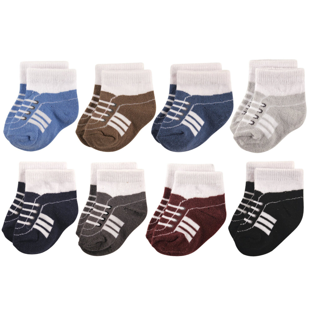 Chaussettes décontractées pour nouveau-nés et garçons Hudson Baby en coton riche et éponge pour baskets bleu marine et gris 6 à 12 mois US