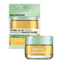 L'Oreal Paris Skincare Pure Clay Ansigtsmaske med Yuzu Lemon til ru hud for at afklare & glat lermaske hjemme ansigtsmaske 1,7 oz.
