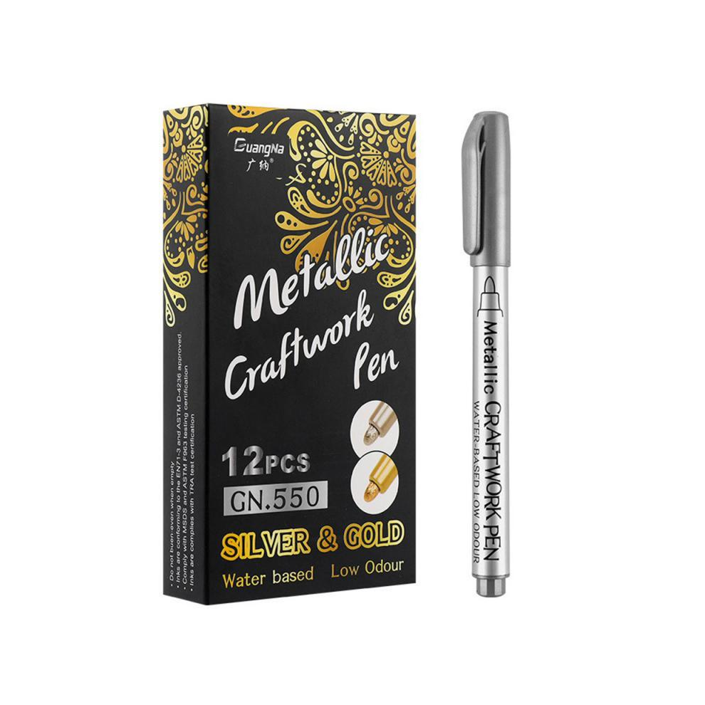 (Style B) Brush Metallic Marker Pens Set Gold Silver White P-image-OPC-PGHJJ9V-NEW