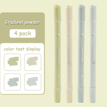 (Green) 4 Pieces Box Double Tip Highlighter Set Colored Ma