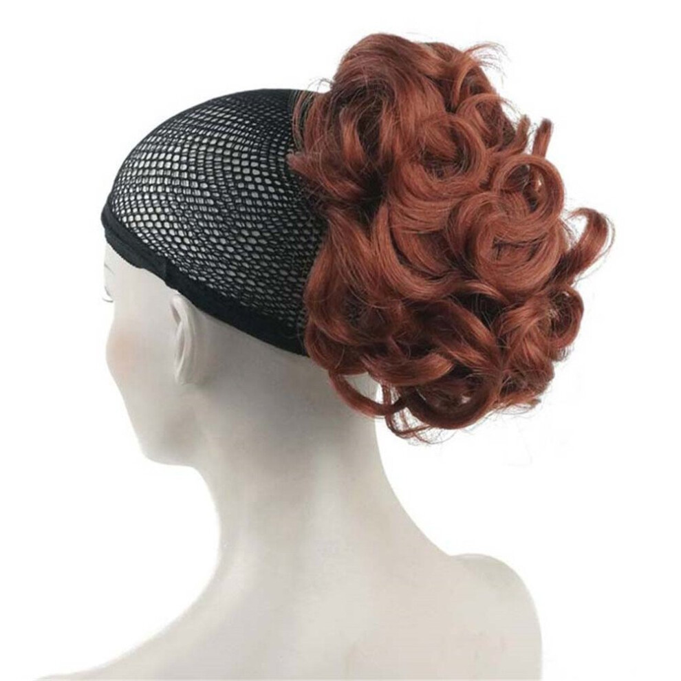 Aimole Unisex Red 6" Short Curly Synthetic Ponytail Clip In Claw Extensions 80G With A Jaw/Claw Clip(130-Fox )