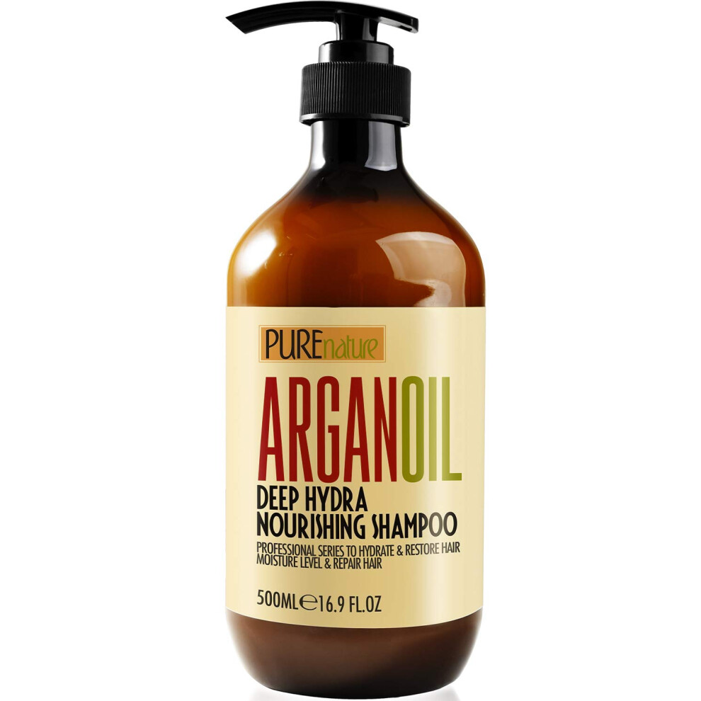 Pure Nature Lux Spa Moroccan Argan Oil Shampoo - Sulfate Sls Paraben Free Moisturizing Treatment For Women And Men - For All Types Including Curly, Dry, Damaged And Oily