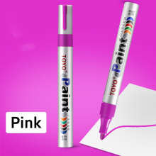 (Pink) 1PC Waterproof Car Paint Pen Colorful Markers for