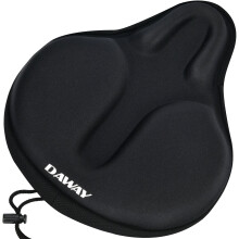 DAWAY C6 Large Comfortable Exercise Bike Seat Cover - Wide Soft Foam & Gel Padded Bicycle Saddle Cushion for Women Men Seniors Fits for Peloton Stat