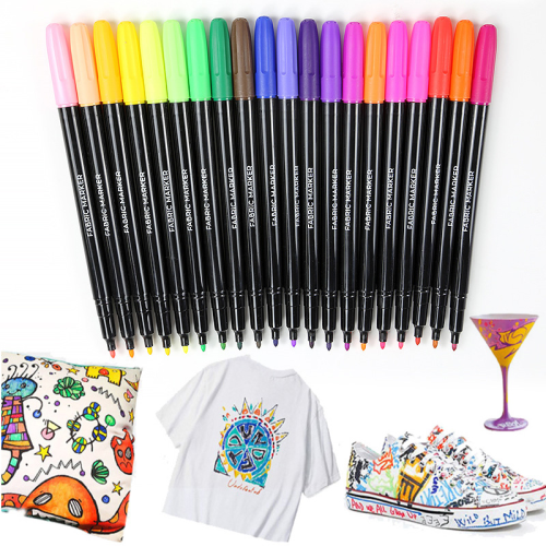 (24 Colors) Permanent Fabric Markers,12/24 Pack,Fabric Paint M 1