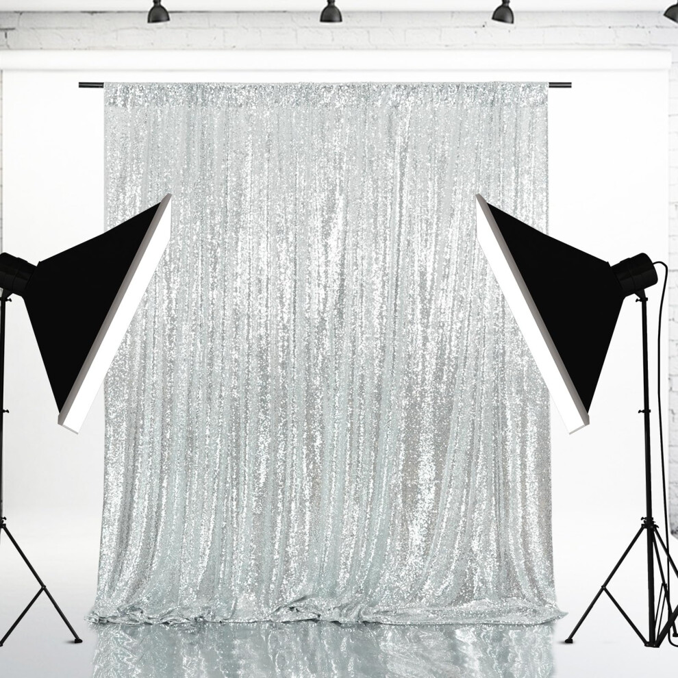 Eternal Beauty Sequin Wedding Backdrop Photography Background Party Curtain 6Ft X 6Ft Silver 765470415401