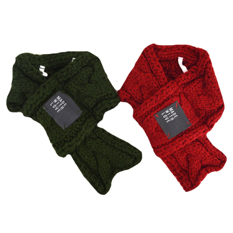 Goclothod Lot de 2    charpes tricot   es pour chien Motif mignon de No   l (rouge et vert)