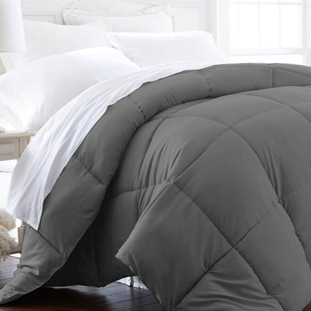 Couette Beckham Luxury Linens pour lit double ou queen size     S   rie 1600     Literie et housse de couette en duvet synth   tique     Gris ardoise