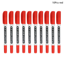 (10pcs red) 10Pcs Twin Tip Waterproof Permanent 0.5/1.0 mm Nib
