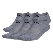 adidas Herrstrumpor med vaddering och no-show-idrottssockor med hålfotskompression för säker passform - 6 par, Gråmelerat/Svart, XL