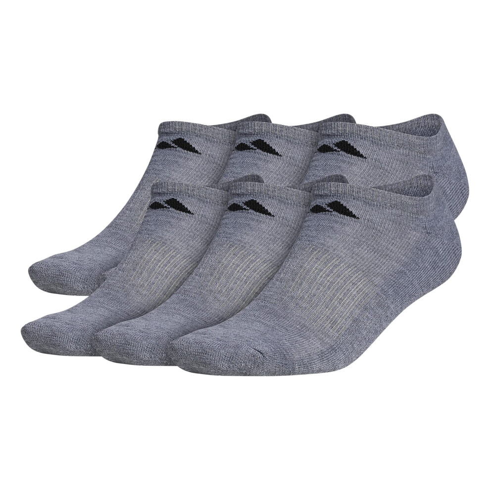 Adidas Men's Athletic Cushioned No Show Socks With Arch Compression For A Secure Fit 6-Pair Heather X-Large Grey/Black