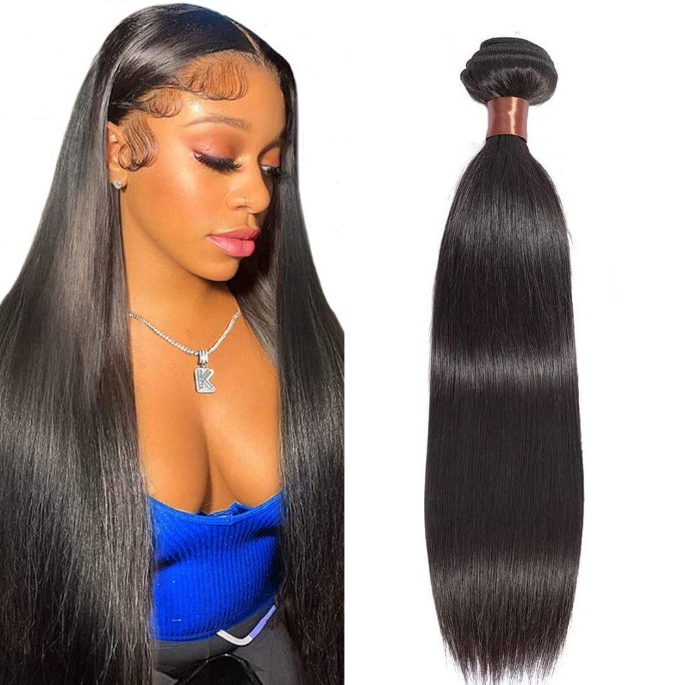Angie Queen Brazilian Virgin Hair Straight Hair 3 Bundles 100% Unprocessed Virgin Human Hair Extension Hair Weave Weft Natural Color(22" 24" 26") Can Be Dyed And Bleached-image