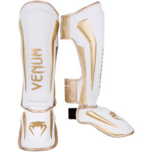 Venum elite standup shin guards -branco/ouro - l