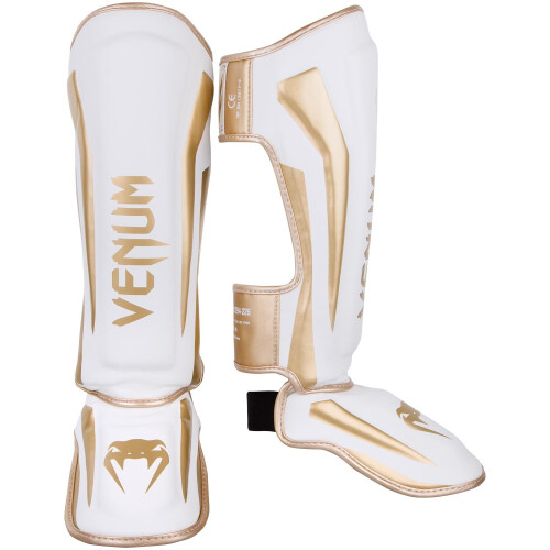 Venum Elite Standup Scheenbeschermers-Wit/Goud - L