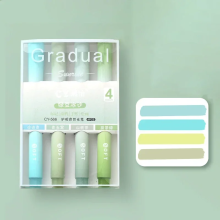 (green) 4pcs/set Color Gradient Highlighter Pens Kawaii St