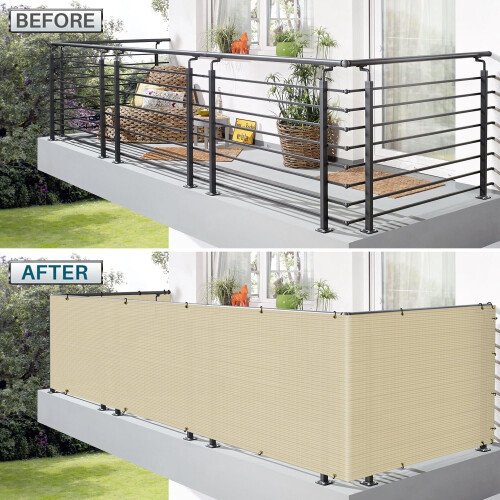Coarbor Schermo Privacy per Balcone 3'x14' Rete Copertura per Balcone Terrazza Patio 1